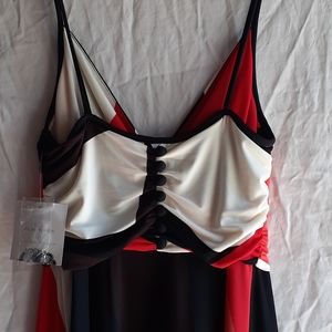 Black & coral Donna Morgan maxi dress NWT